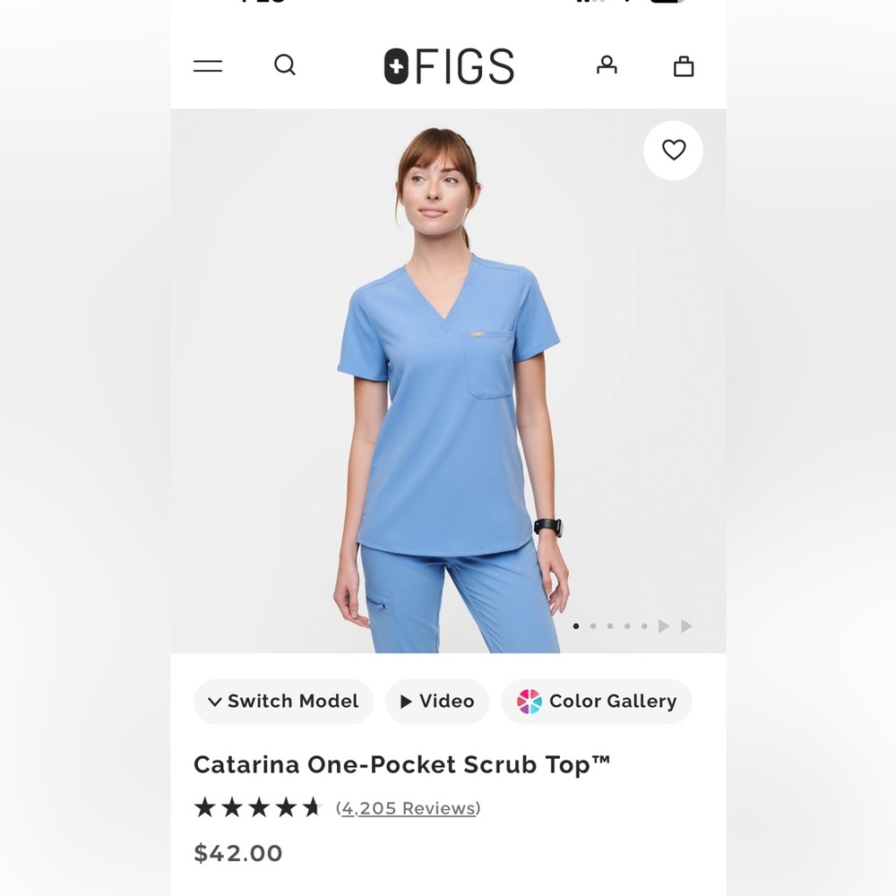 FIGS Catarina One Pocket Cell Blue Scrub Top size S